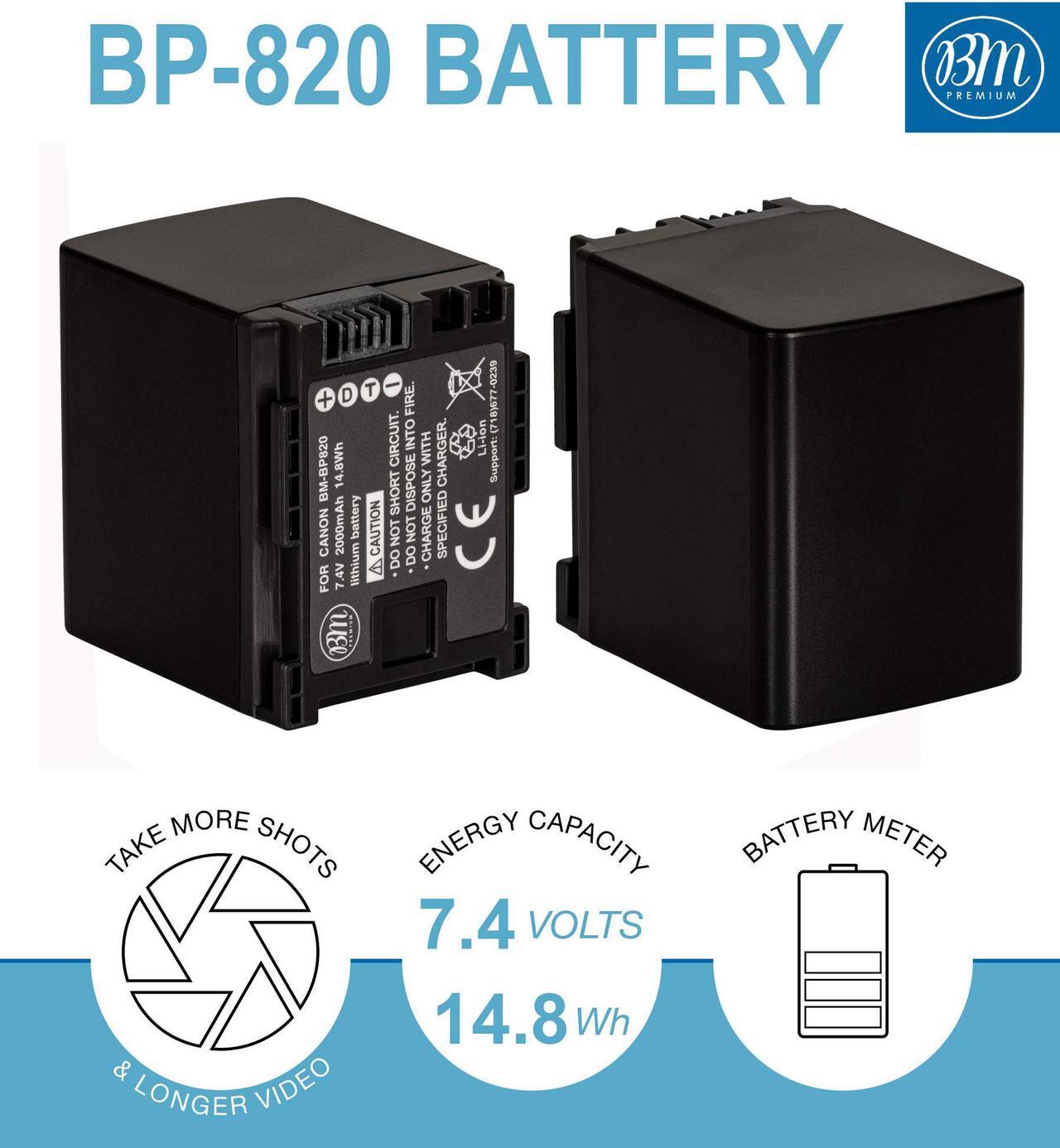 Alt view image 2 of 7 - BM 2 BP-820 Batteries and Charger for Canon VIXIA HF G50, HF G60, XA40, XA45, XA50, XA55, GX10, HFG20, HF G21, HFG30, HFG40, HFM301, HFM41, HFM400, HFS200, XA10, XA11, XA15, XA20, XA25, XF400, XF405