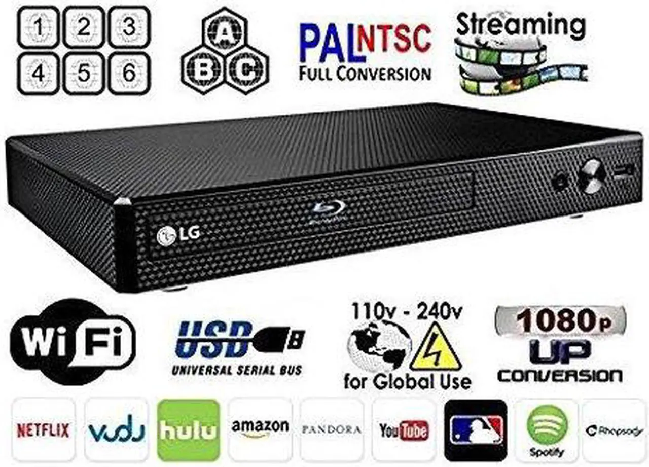 Main image of LG BP-350 Region Free Blu-ray Player, Multi Region Smart WiFi 110-240 Volts, 6FT HDMI Cable & Dynastar Plug Adapter Bundle Package