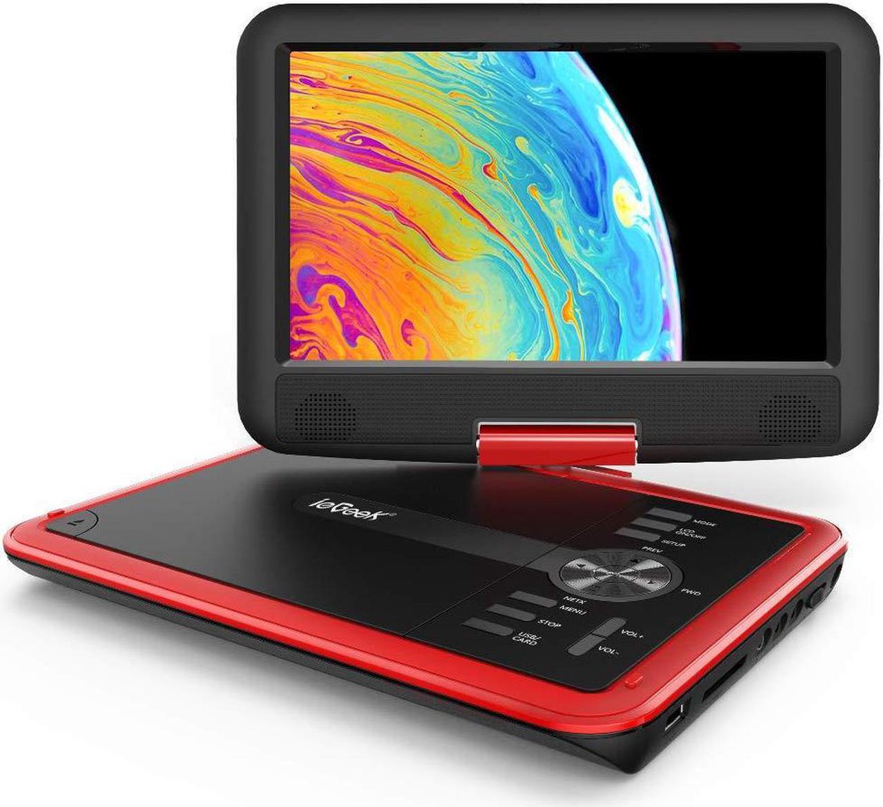 Main image of ieGeek 11.5" Portable DVD Player with SD Card/USB Port, 5 Hour Rechargeable Battery, 9.5" Eye-protective Screen, Support AV-IN/ OUT, Region Free, Red