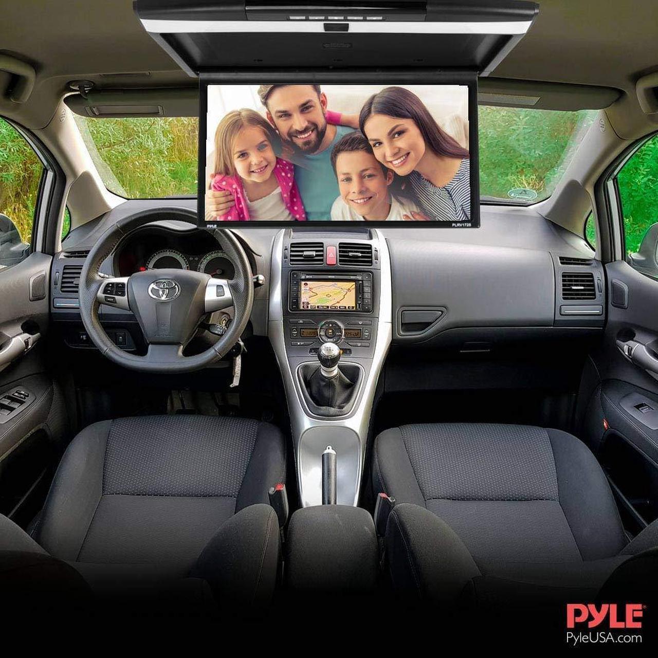 Alt view image 7 of 8 - Car Overhead Monitor Screen Display - 17.3 inch. LCD Vehicle Flip Down Roof Mount Console - HDMI TV Player Control Panel w/Built-in IR Transmitter for Wireless IR Headphone - Pyle PLRV1725