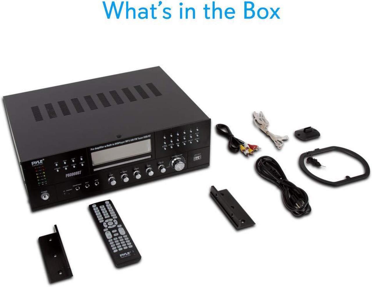 Alt view image 7 of 14 - 4-Channel Home Theater Bluetooth Preamplifier - 3000 Watt Stereo Speaker Home Audio Receiver Preamp w/ Radio, USB, 2 Microphone w/ Echo for Karaoke, CD DVD Player, LCD, Rack Mount - Pyle PD3000BT