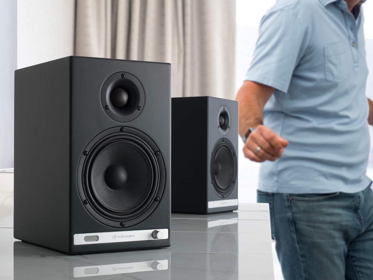 Alt view image 6 of 7 - Audioengine HD6 150W Wireless Powered Bookshelf Speakers, Bluetooth aptX HD, USB 24-Bit DAC & Analog Amplifier (Black)