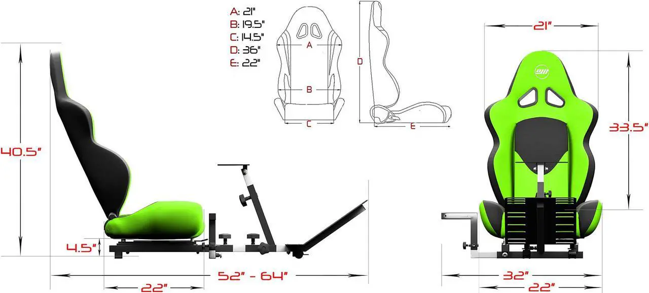 Alt view image 5 of 7 - Openwheeler GEN2 Racing Wheel Stand Cockpit Green on Black | Fits All Logitech G29 | G920 | All Thrustmaster | All Fanatec Wheels | Compatible with Xbox One, PlayStation, PC Platforms
