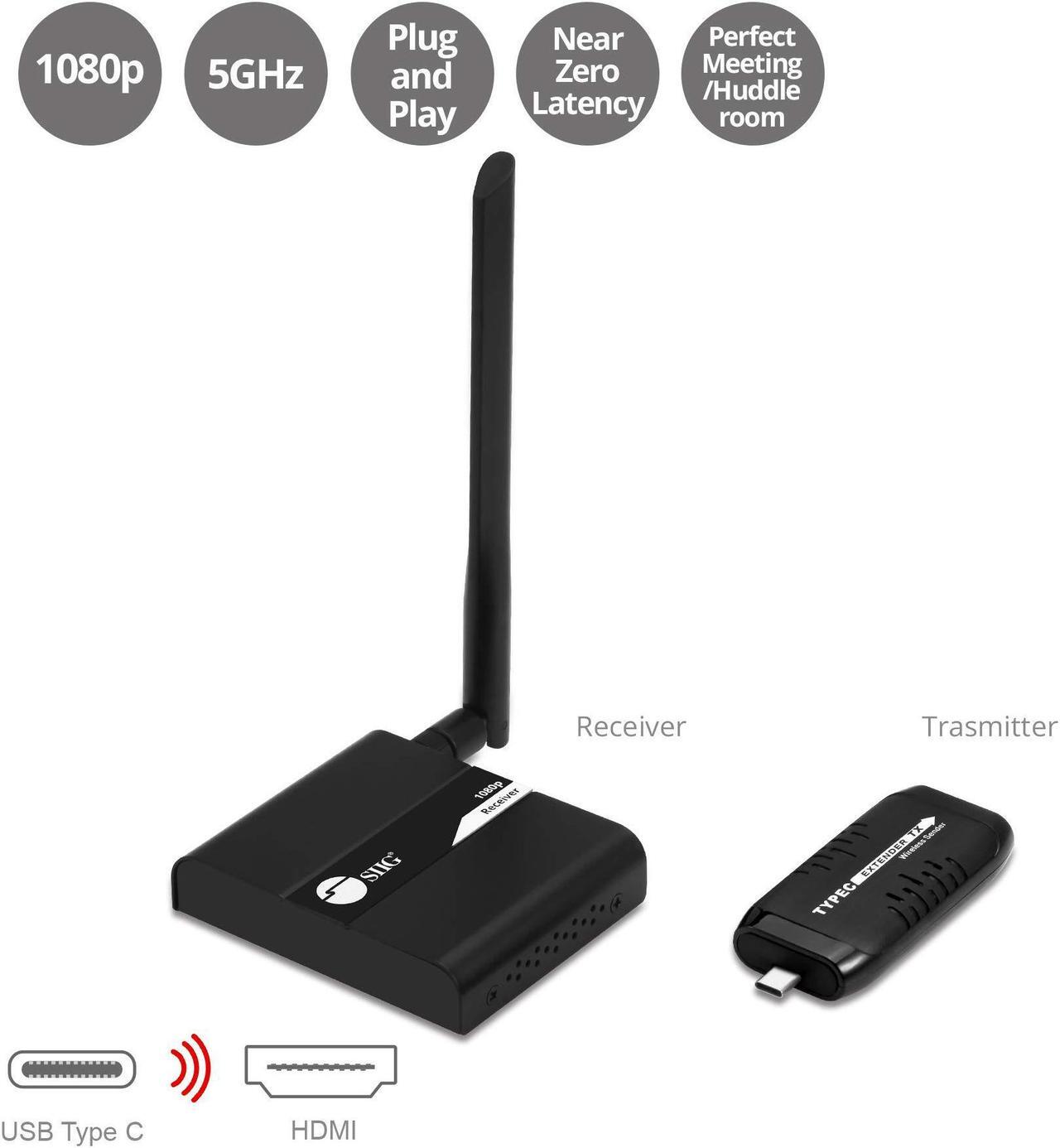 Main image of SIIG USB-C AV Wireless Extender Kit, AV Transmitter & Receiver for HDMI Devices - 1080P 30M - Streaming from Laptop, PC, Cable, Netflix, YouTube, PS4 to HDTV/Projector (CE-H25J11-S1)