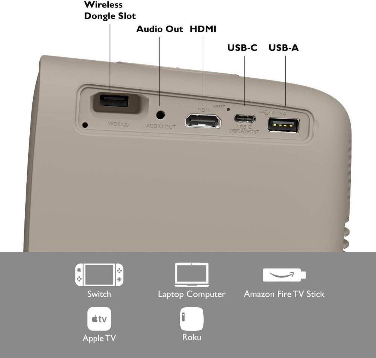 Alt view image 7 of 10 - BenQ GS2 Wireless Mini Portable Projector for Outdoor Use IPX2 Splash & Drop Resistant Google Cast & AirPlay Bluetooth Speaker WiFi Smart TV App HDMI USB-C 16:9 720p - Beige - 1 Year BenQ Warranty