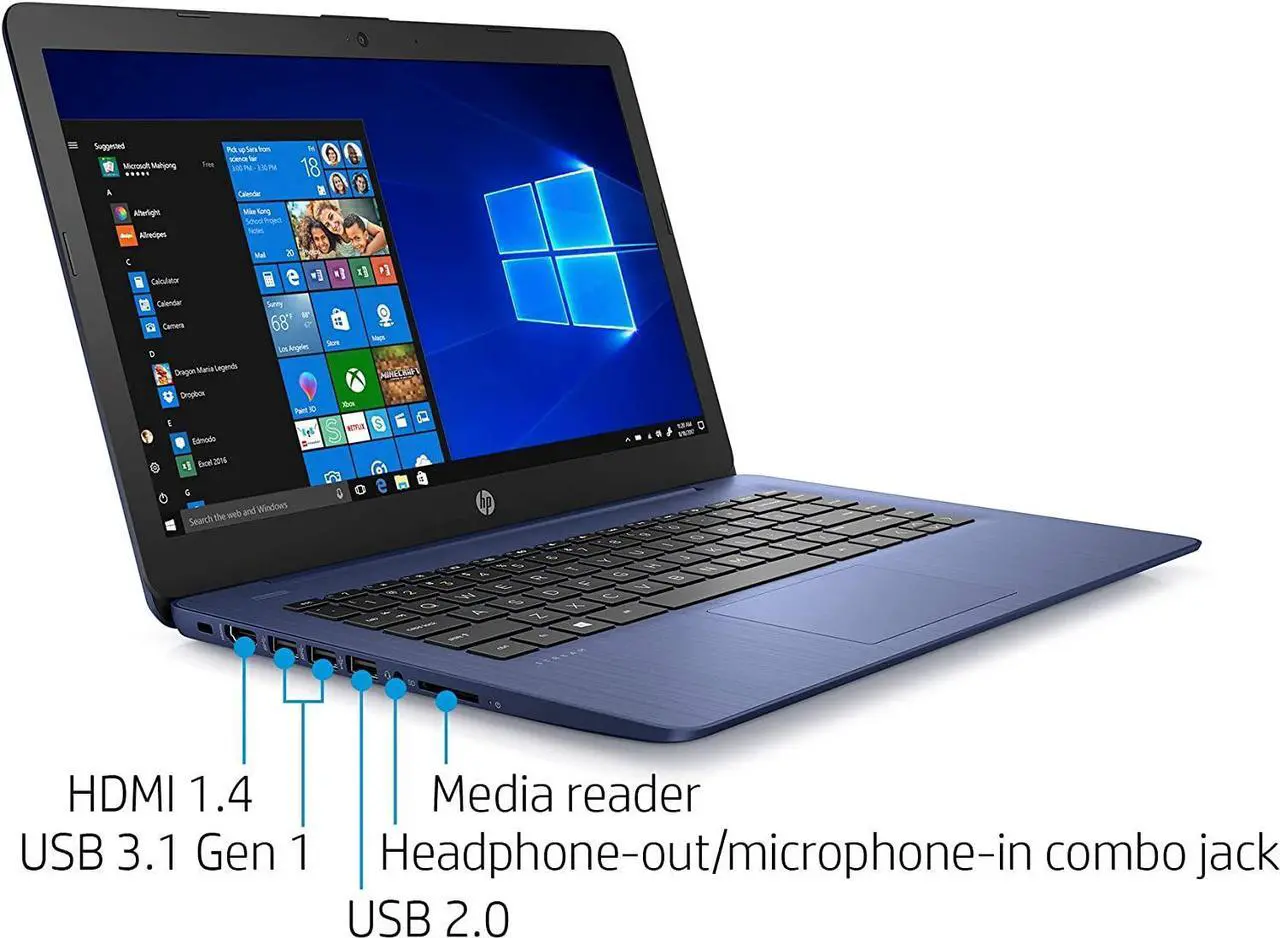 Alt view image 8 of 9 - HP Stream 14-cb171wm 14" HD 1366x768 LED Intel Celeron N4000 1.1 GHz up to 2.6 GHz up to 2.6 GHz 4GB DDR4 SDRAM 64GB eMMC Intel UHD Graphics 600 Windows 10 Home