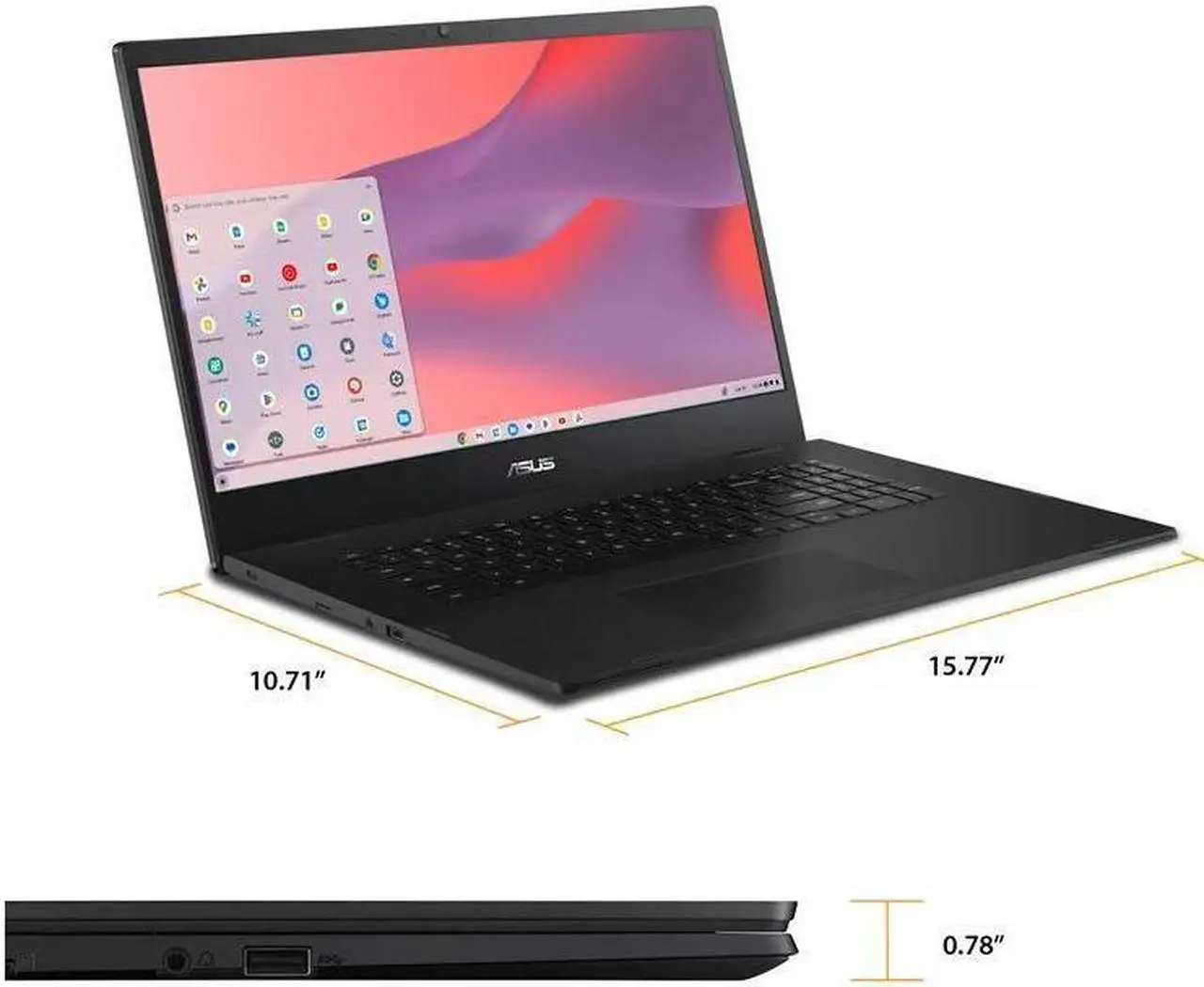 Alt view image 5 of 5 - ASUS Chromebook CX1700CKA-WS48F 17.3" FHD Laptop Intel Celeron N4500, Dual-core 1.1 GHz up to 2.8 GHz 4GB LPDDR4X RAM 128GB eMMC Intel UHD Graphics Chrome OS