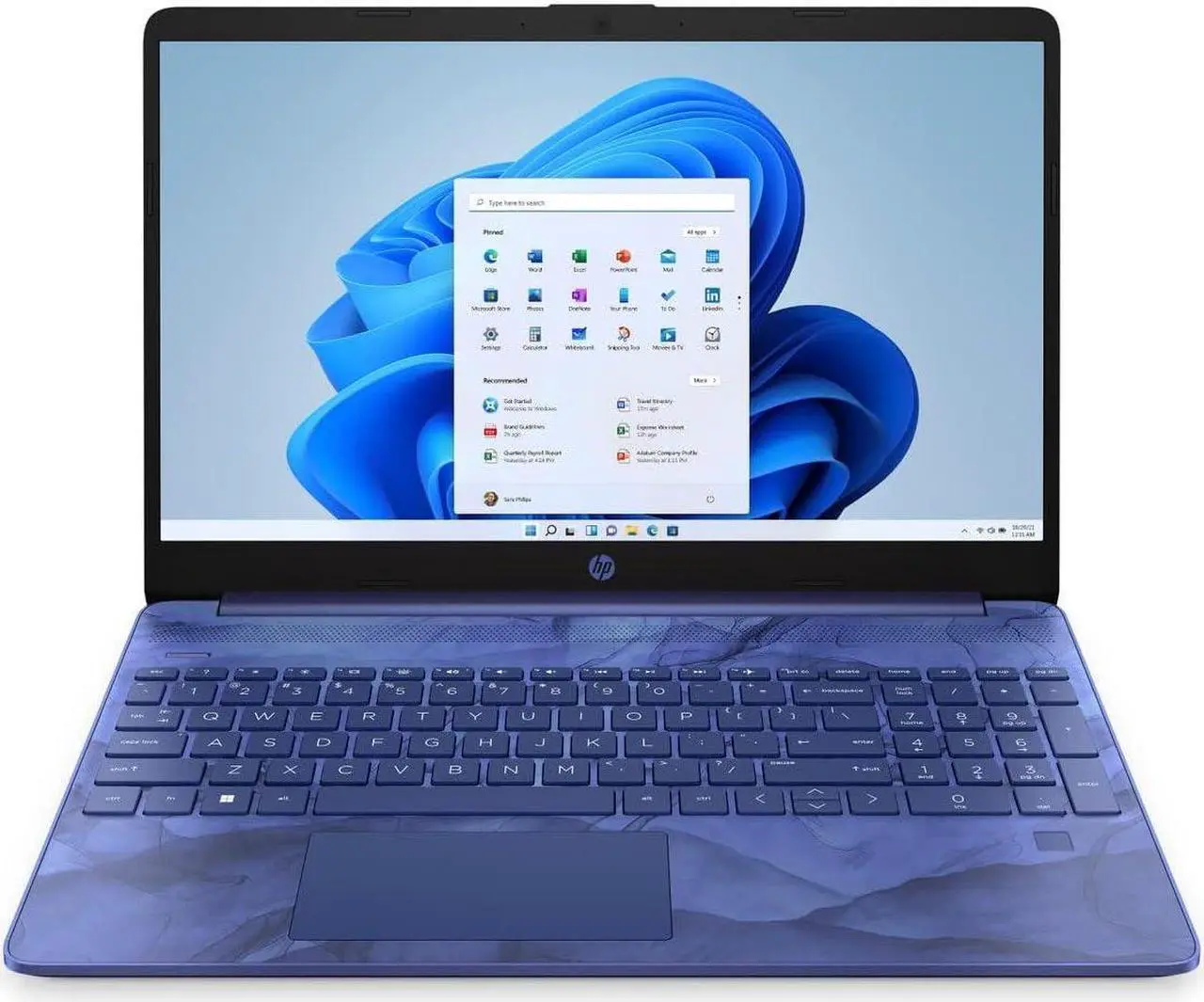 Main image of HP 15-dy0703ds 15.6" HD Laptop Intel Celeron N4120 1.10GHz up to 2.60GHz Intel UHD Graphics 600 4GB DDR4-2400 MHz RAM 128GB SATA 3 TLC M.2 SSD Windows 11 Home, Blue - 6Z9N4UA