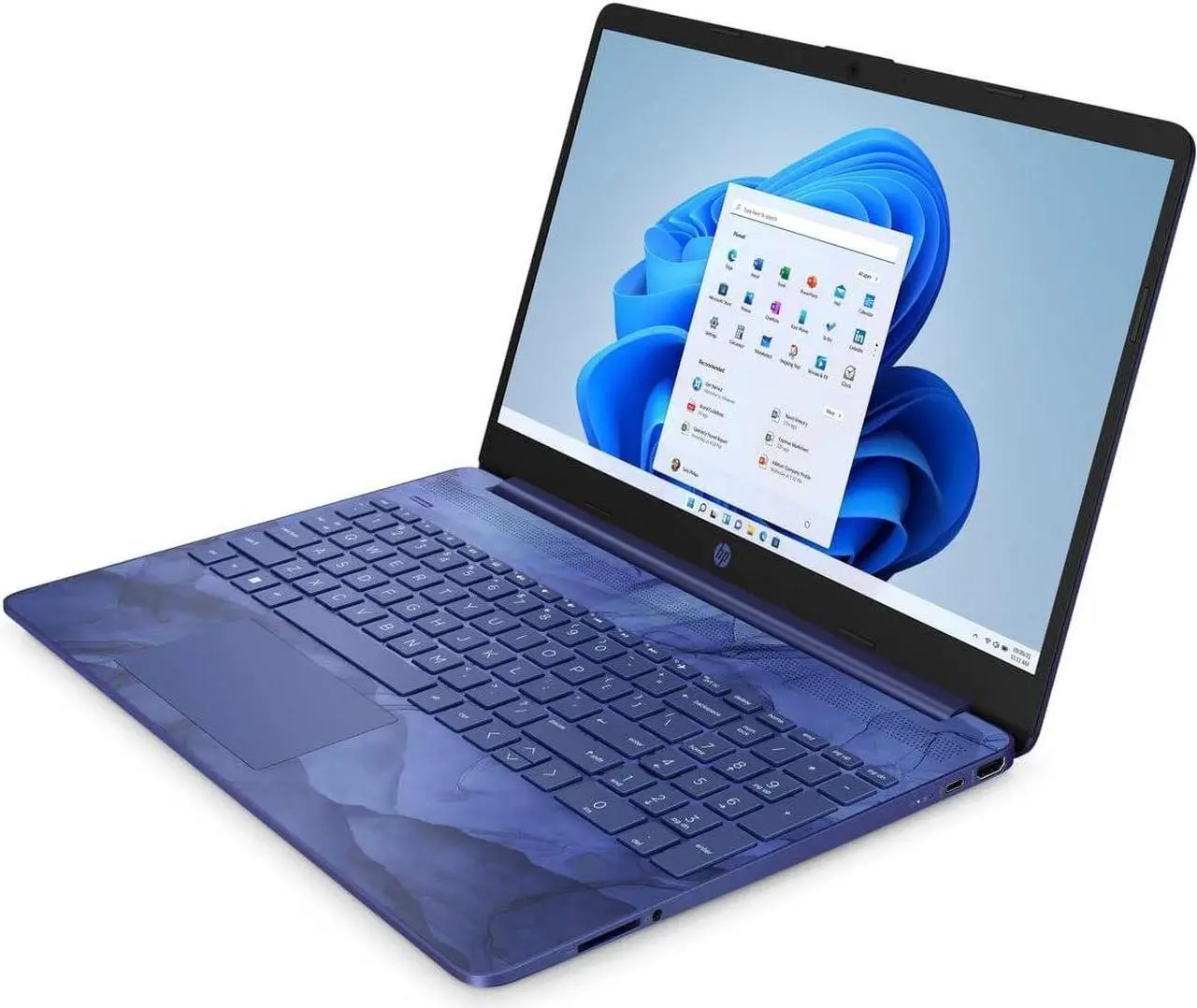 Alt view image 2 of 5 - HP 15-dy0703ds 15.6" HD Laptop Intel Celeron N4120 1.10GHz up to 2.60GHz Intel UHD Graphics 600 4GB DDR4-2400 MHz RAM 128GB SATA 3 TLC M.2 SSD Windows 11 Home, Blue - 6Z9N4UA