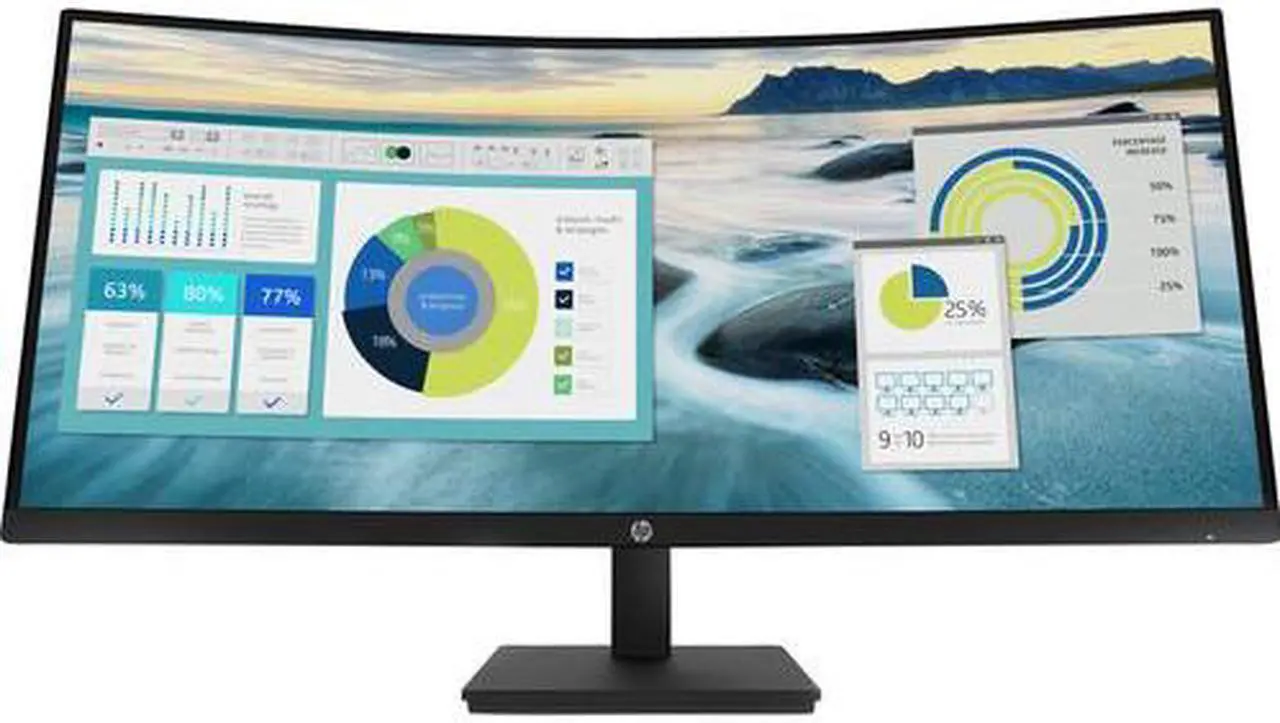 Alt view image 2 of 6 - HP P34hc G4 34" 21:9 Curved VA Monitor 5 ms Response Time, 60Hz Refresh Rate, VESA 100 mm, HDMI DisplayPort Tilt and Height Adjustable Stand, VESA Mountable - 21Y56AA