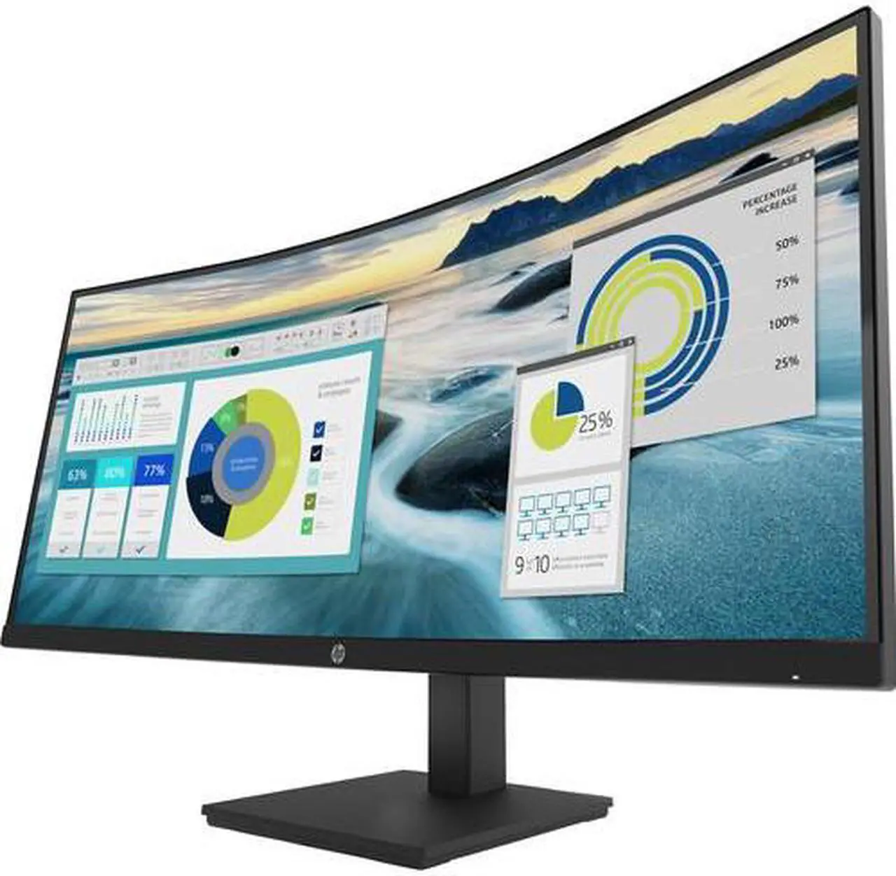 Alt view image 3 of 6 - HP P34hc G4 34" 21:9 Curved VA Monitor 5 ms Response Time, 60Hz Refresh Rate, VESA 100 mm, HDMI DisplayPort Tilt and Height Adjustable Stand, VESA Mountable - 21Y56AA