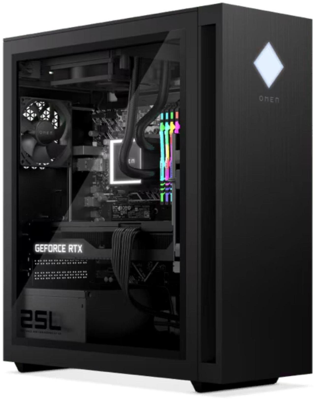 Alt view image 2 of 3 - HP OMEN 25L GT15-0xxx AMD Ryzen 5 5600G 3.9 GHz up to 4.4 GHz 16GB DDR4 RAM 256GB NVMe SSD NVIDIA GeForce RTX 3050 Windows 11 Home Gaming Desktop, Black - 4U9D5AV-I618