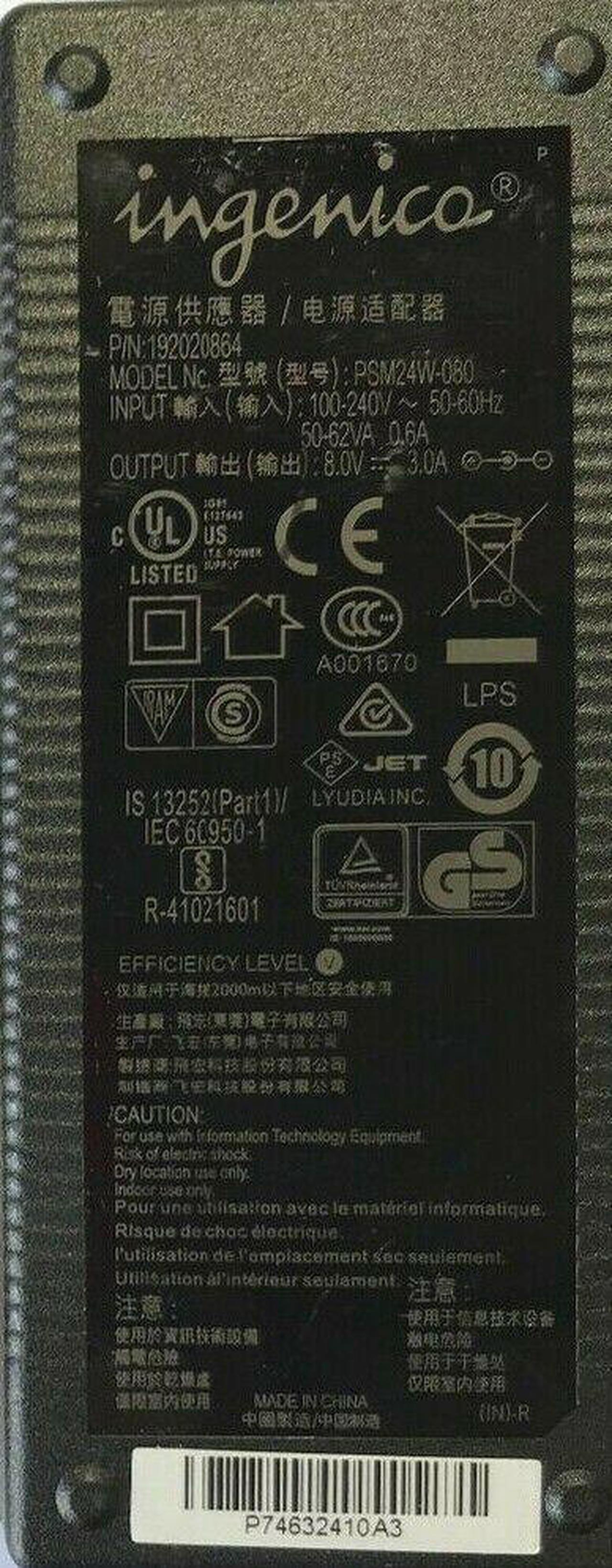 Alt view image 4 of 4 - New Genuine AC Adapter Ingenico for Moby 8500 Mobile Card Reader w/Cord