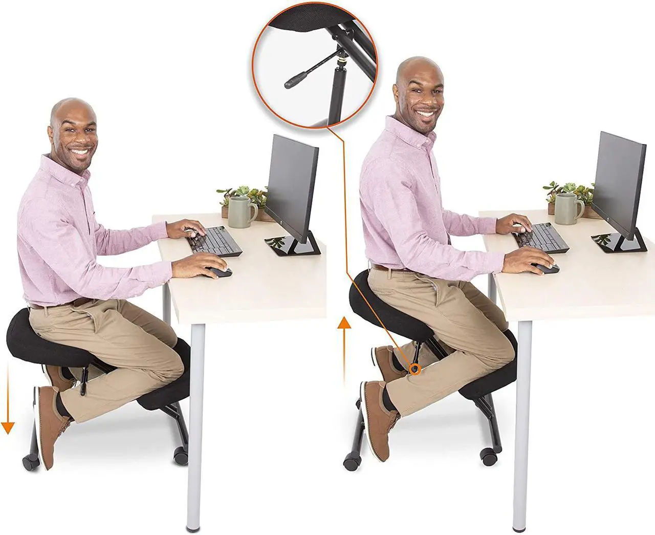 Alt view image 2 of 7 - ProErgo Pneumatic Ergonomic Kneeling Chair | New & Improved! | Fully Adjustable Mobile Office Seating | Improve Posture to Relieve Neck & Back Pain | Easy Assembly | Use in Home, Office, or Classroom!