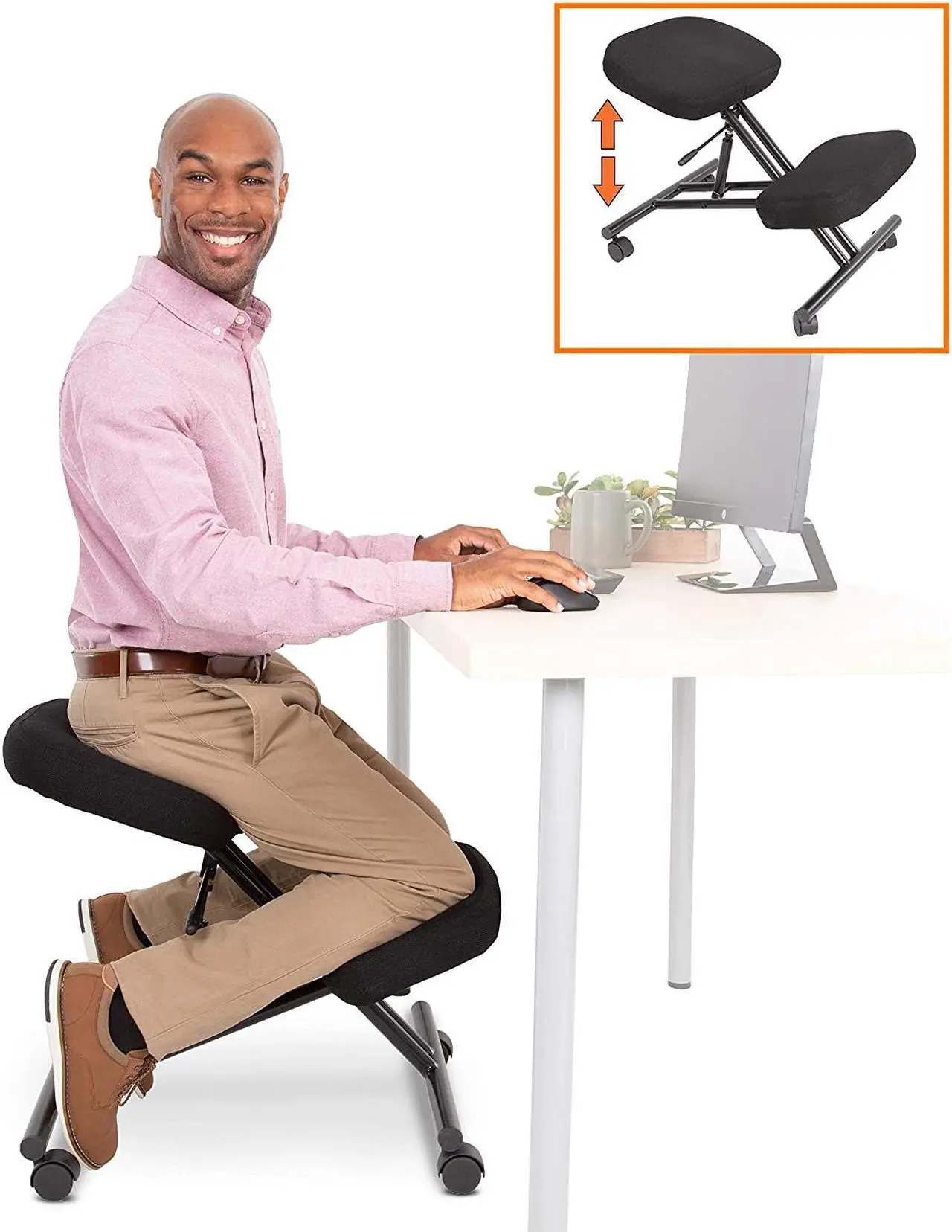 Main image of ProErgo Pneumatic Ergonomic Kneeling Chair | New & Improved! | Fully Adjustable Mobile Office Seating | Improve Posture to Relieve Neck & Back Pain | Easy Assembly | Use in Home, Office, or Classroom!
