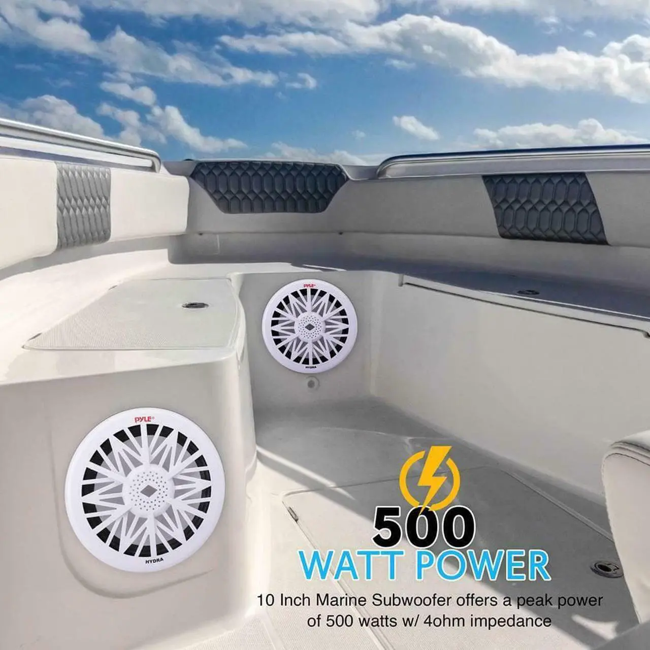 Alt view image 9 of 11 - Pyle PLMRW10 10 in. 500 Watt White 4 Ohm Marine Subwoofer