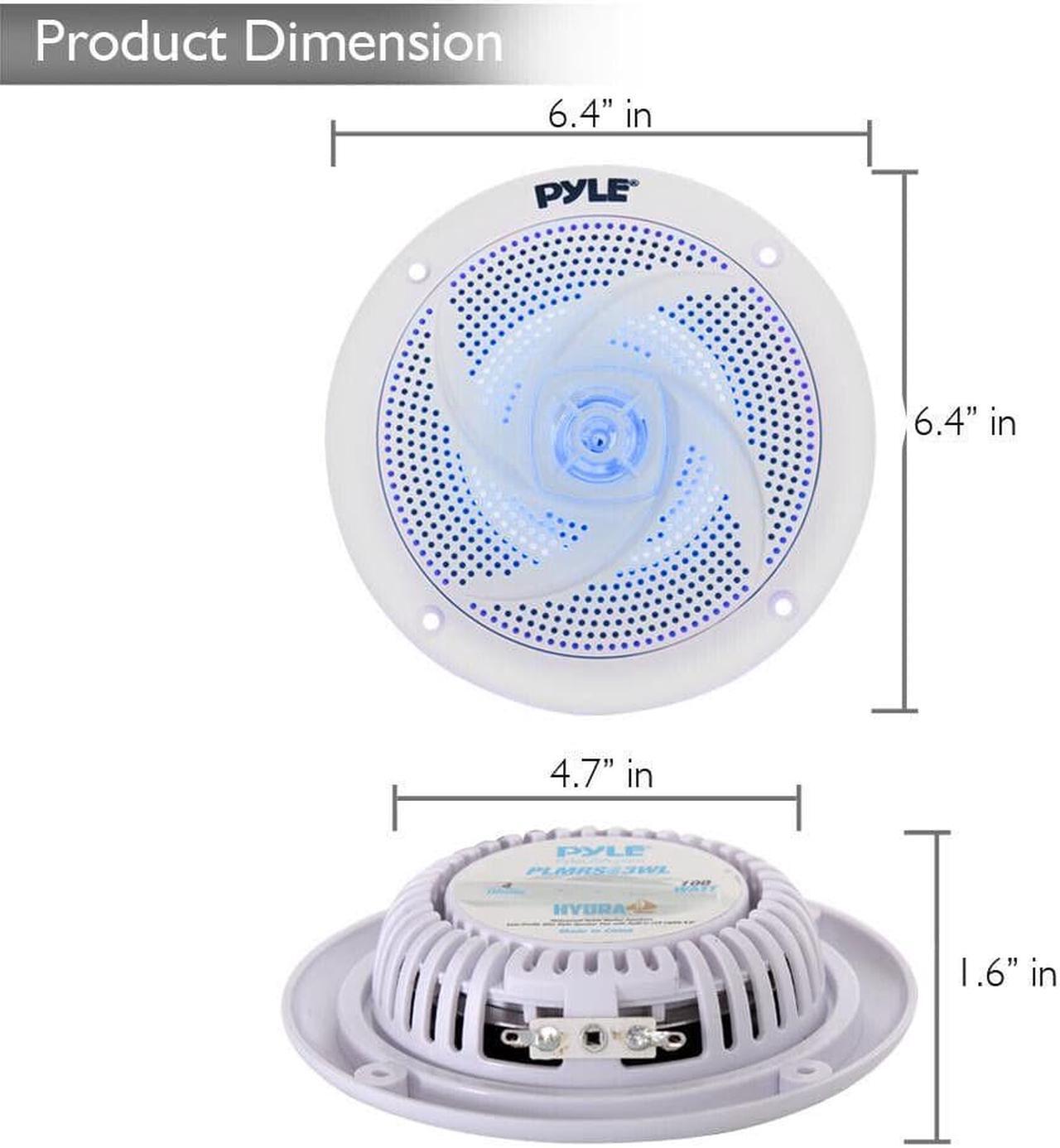 Alt view image 4 of 18 - Pyle PLMRS53WL 5.25 in. Waterproof Rated Marine Speakers with LED lights, White - 180 Watt