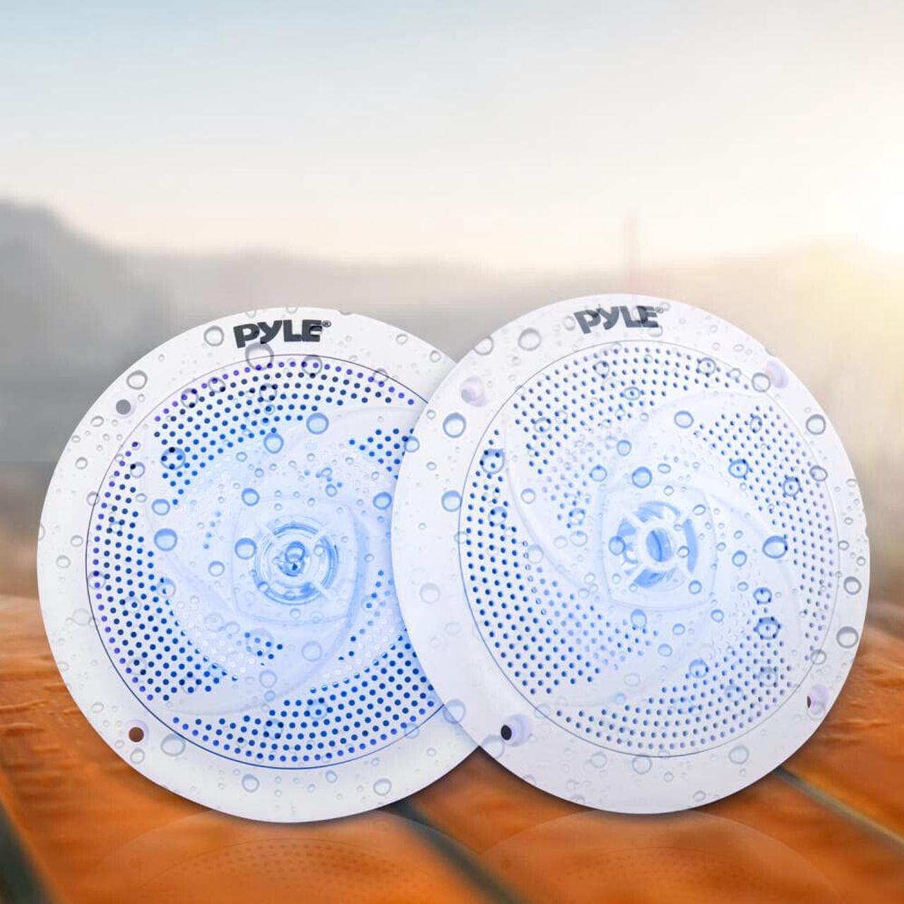 Alt view image 5 of 18 - Pyle PLMRS53WL 5.25 in. Waterproof Rated Marine Speakers with LED lights, White - 180 Watt