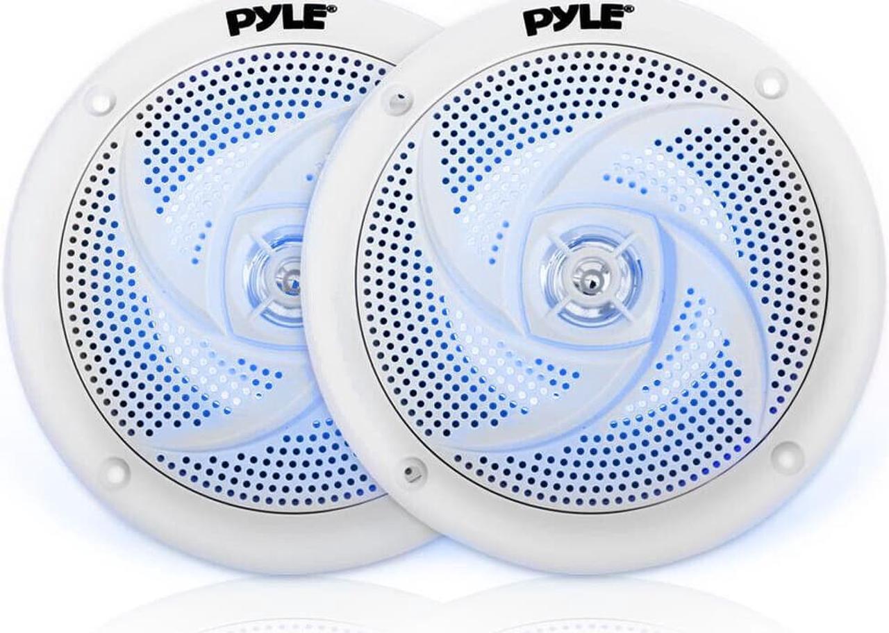 Alt view image 2 of 18 - Pyle PLMRS53WL 5.25 in. Waterproof Rated Marine Speakers with LED lights, White - 180 Watt