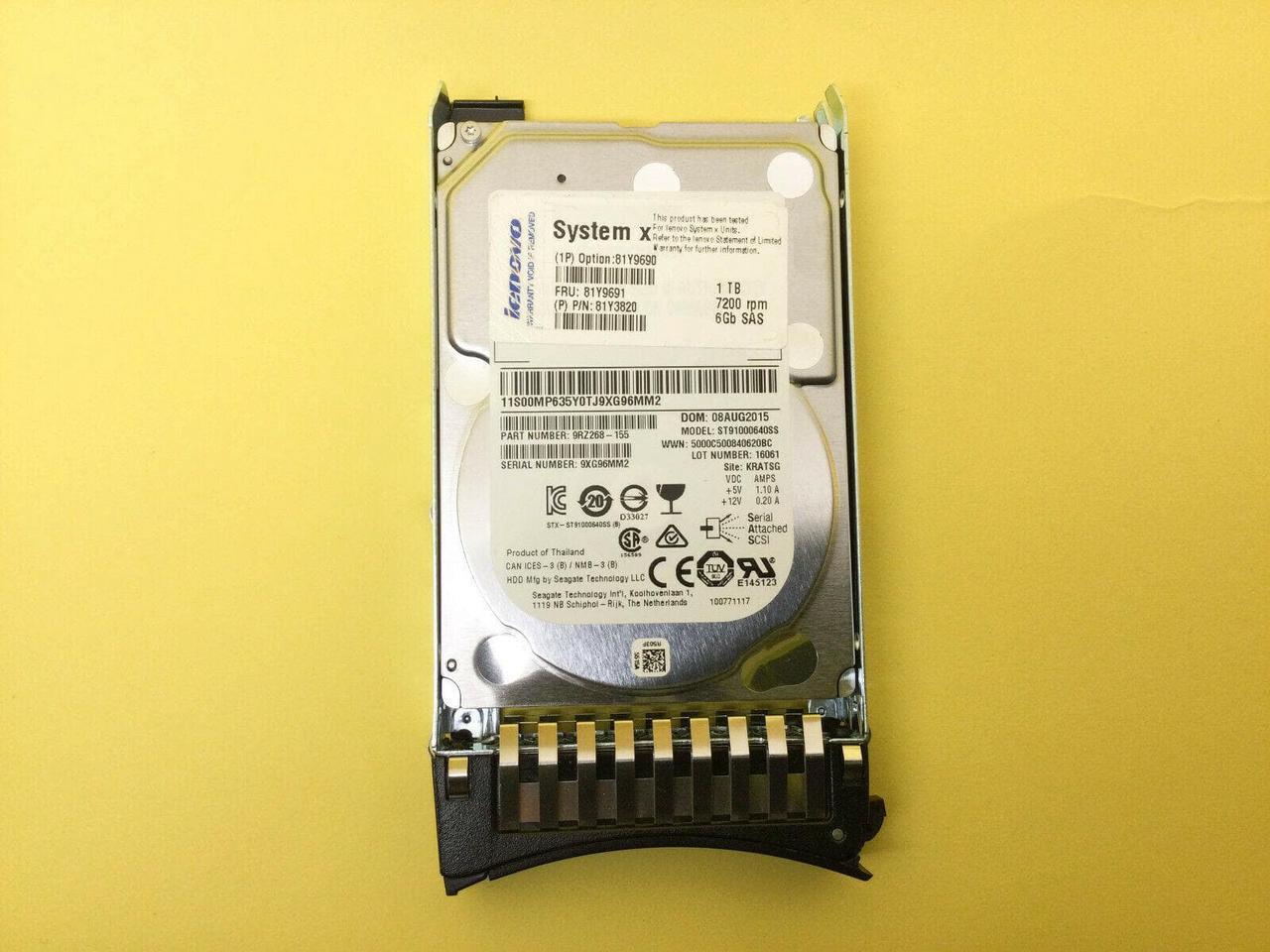 Alt view image 5 of 9 - Lenovo 81Y9690 81Y9690 1 TB Hard Drive - 2.5" Internal - SAS (6Gb/s SAS)