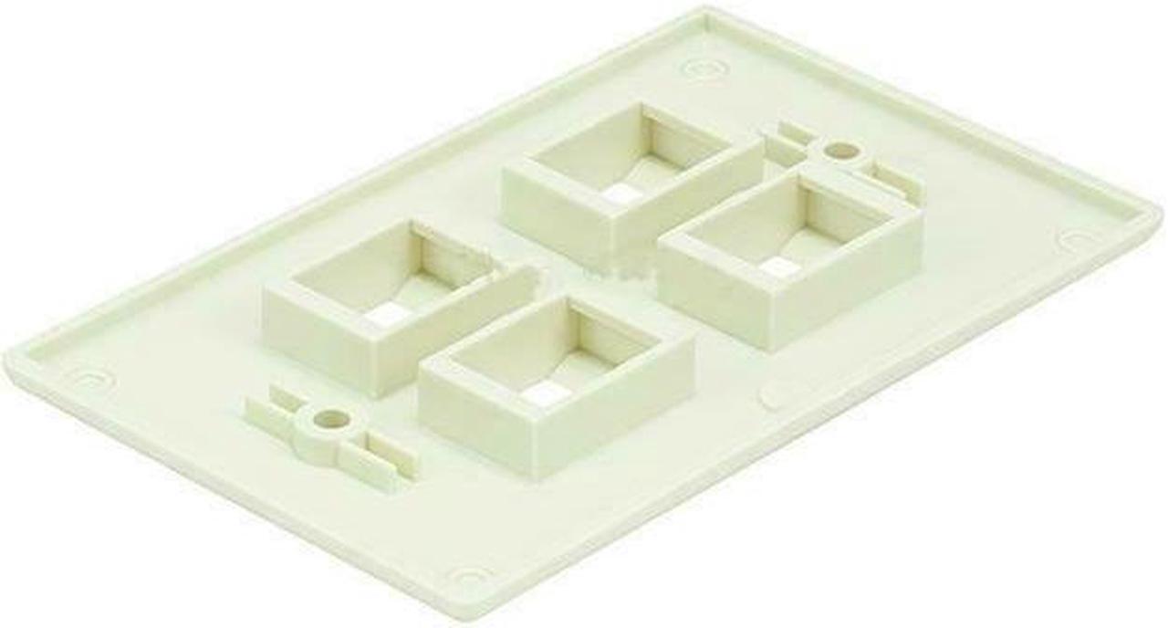 Alt view image 3 of 3 - White 4 Port Hole Keystone Jack Flat Wall Plate with Smooth Surface (20/pack)