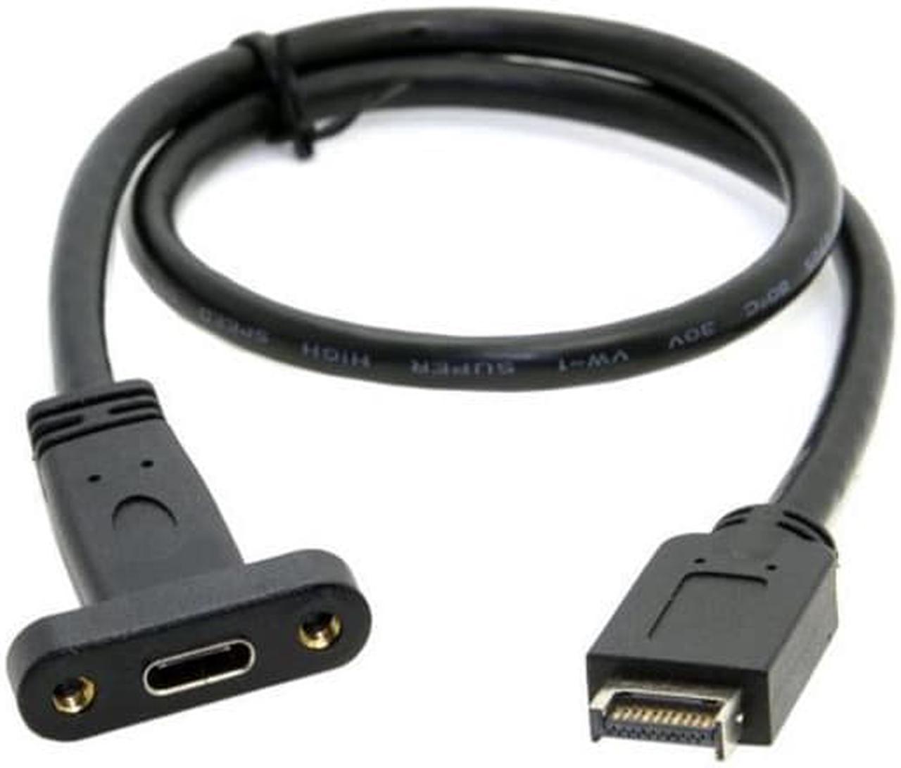 USB 3.1 Front Panel Header to USB-C Type-C Female Extension Cable 40cm with Panel Mount Screw UC-037