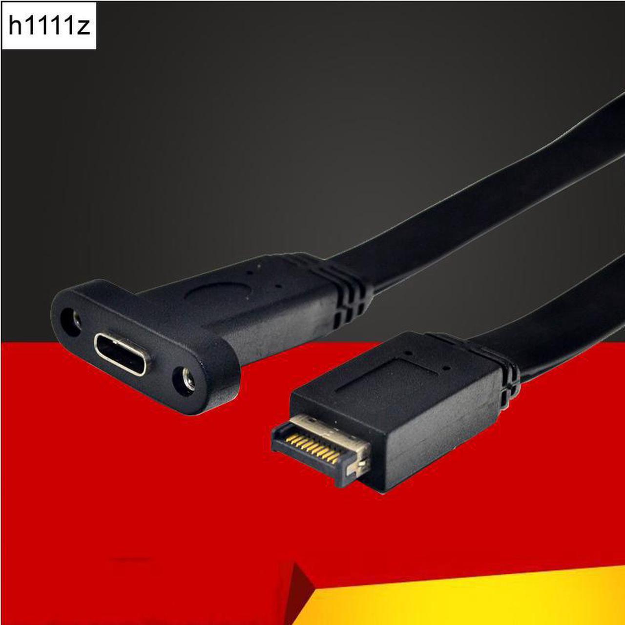 50cm USB 3.1 Front Panel Header Type E to USB C Type C Female Connector Extension Wire Cable With Panel Mount Bracket Screws NEW