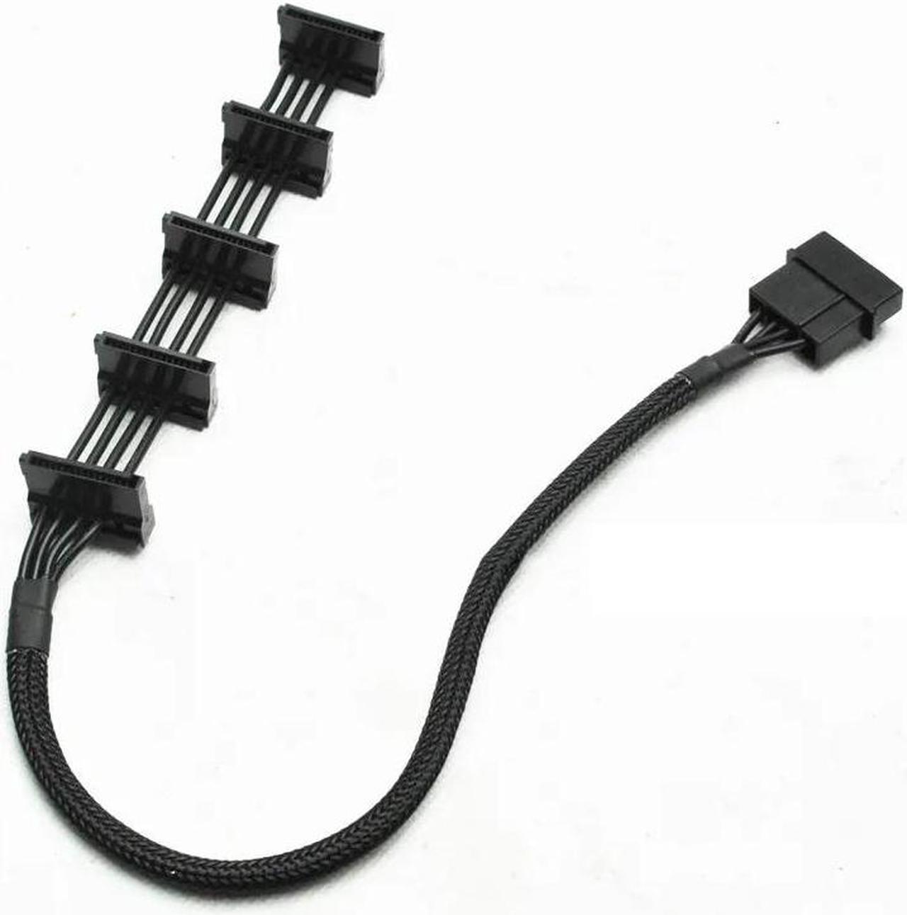 1 Pcs Practical Durable PC Server 4 pins IDE Molex 1 to 5 SATA Power Cable Adapter Splitter Cables 18AWG Black 40cm