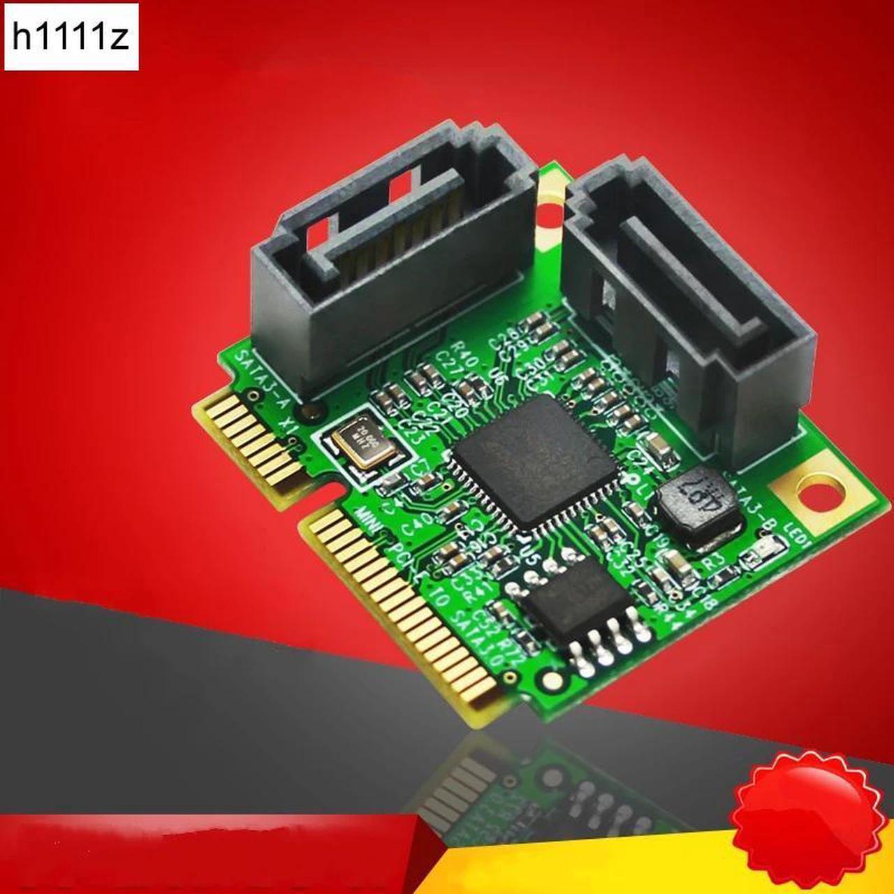 Sale Mini PCI E to SATA Expansion Card 2 Port SATA3.0 HDD 6Gbps Mini PCI E SATA HDD SSD Adapter Convert Card ASM1061 Chipset