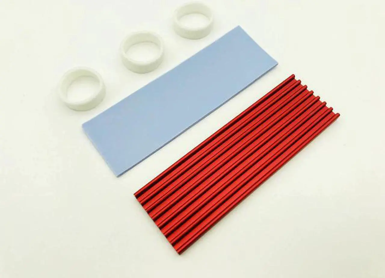 Alt view image 5 of 6 - 5PCS M.2 Heatsink SSD Aluminium Alloy PCI E NVMe M.2 2280 SSD Heatsinks Radiator PC Cooling Heat Dissipation Radiator Red Color