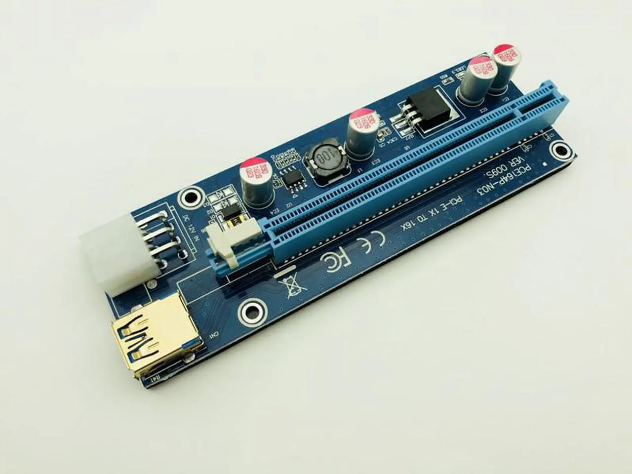 Alt view image 3 of 6 - 6pcs 009S Riser 3 LED Golden USB 3.0 PCI Express 1X 4x 8x 16x Riser Card SATA to 6pin Power Cable for BTC Miner Antminer Mining