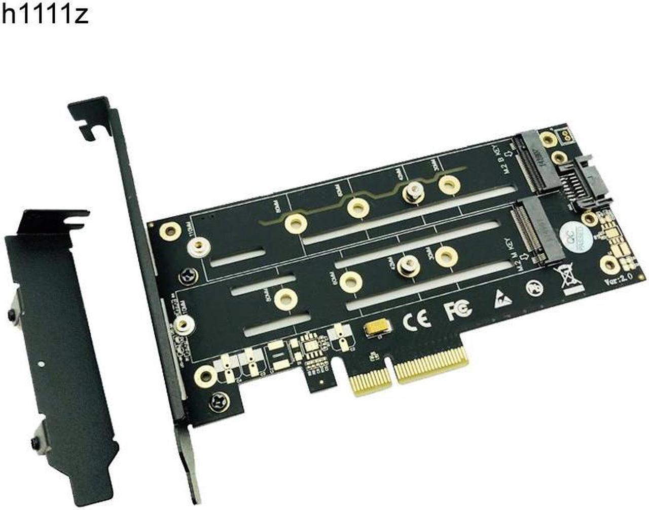 M.2 NVMe SSD NGFF to PCIE X4 Adapter M Key B Key Dual Interface Card Heatsink Low Profile Bracket PCI Express 3.0 2230 22110 SSD