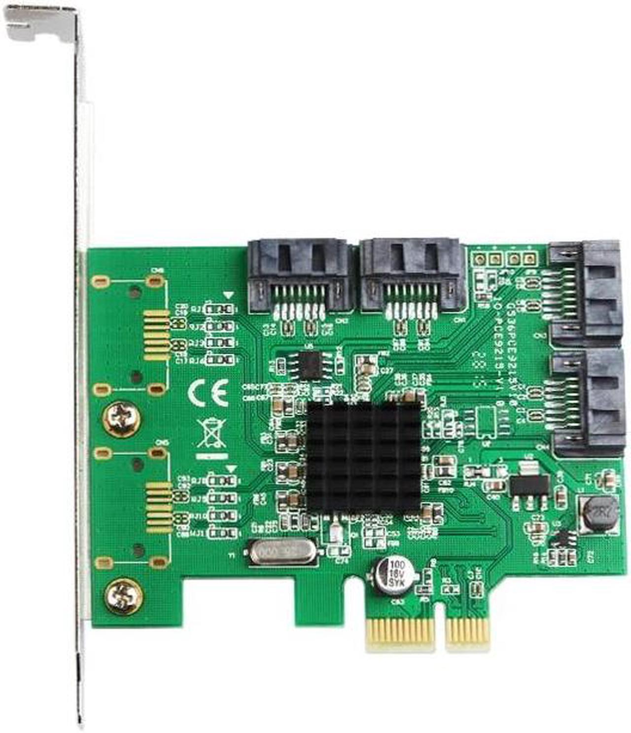 Alt view image 3 of 5 - SATA Card PCI e 4 Ports 6G SATA III 3.0 Controller Card Marvell 88SE9215 Non Raid PCIE 2.0 x1 Expansion Card Low Profile Bracket
