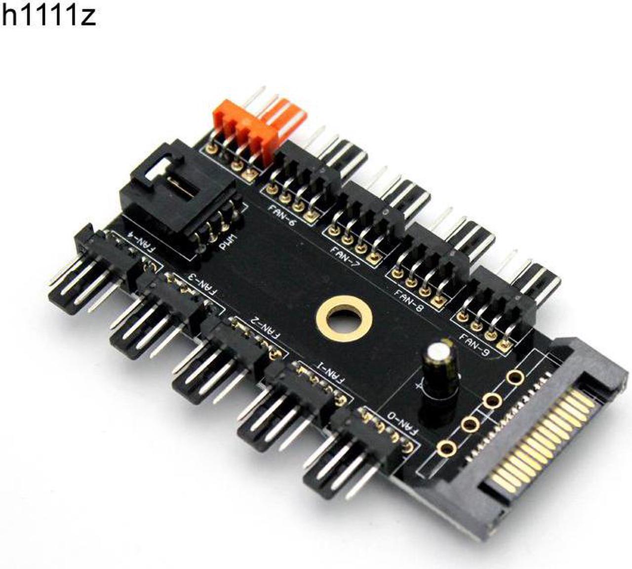 Main image of Black 1 to 10 PC Cooler Cooling Fan Hub Splitter Cable Pwm SATA 12V Power Supply Speed Adapter for Computer Miner Mining