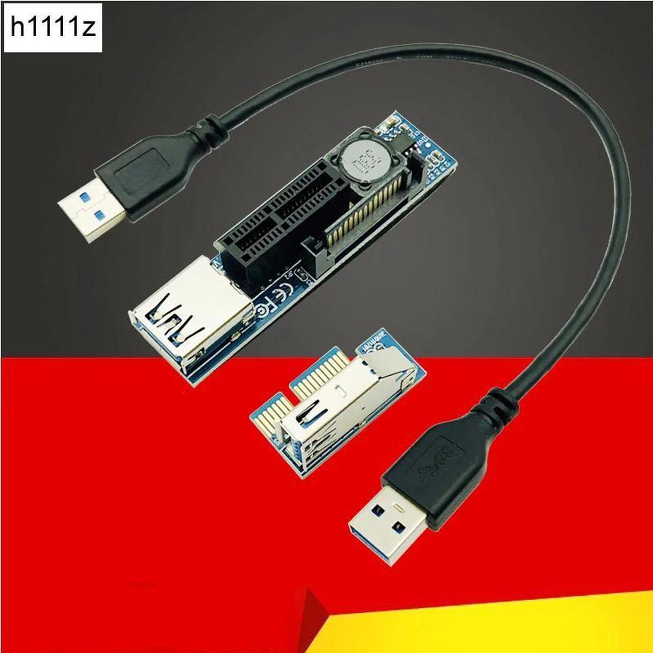 USB 3.0 PCI E X1 Extender Cable Power SATA Extension Cord PCI Express 1X Riser Expansion Card for PC Network Cards Graphics Card