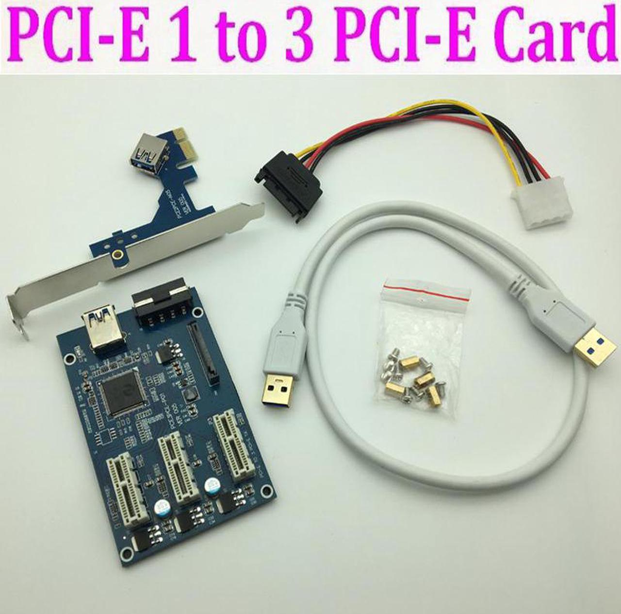 Mining Card PCI E 1 to 4 2 PCIe PCI Express 1X 1 to 3 Port 1X Switch Multiplier HUB Riser Card External Internal + USB 3.0 Cable