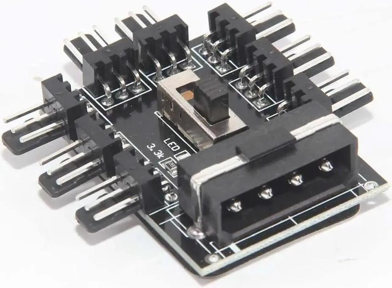 Alt view image 3 of 3 - PC 1 to 8 4Pin Molex Cooler Cooling Fan Hub Splitter Cable PWM 3Pin Power Supply Speed Controller Adapter For BTC Miner Mining