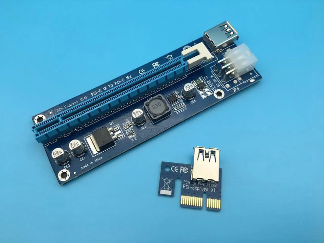 Alt view image 3 of 6 - Mainboard CPU Graphics Card Extention Cables PCI-E 1X to 16X Extender Riser Card SATA 4P Power Cable 4P Adapter Cable