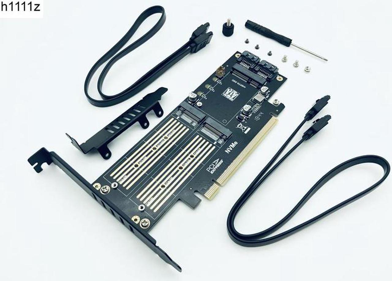 SATA M.2 Adapter PCIE M.2 to SATA SSD M.2 SATA Adapter NVME M Key + AHCI NGFF B Key + MSATA 3in1 Riser Card