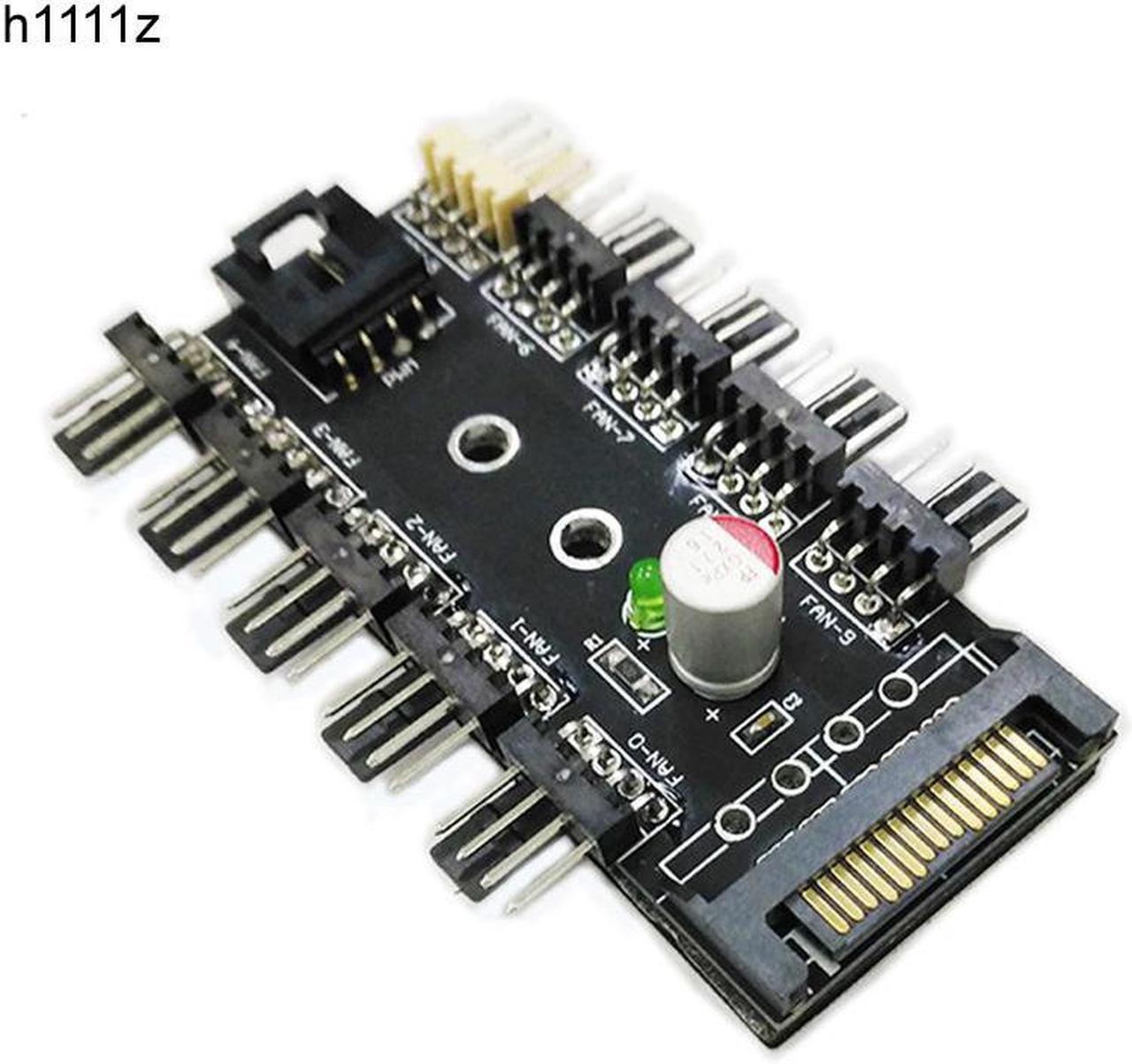 Computer Chassis Fan HUB SATA Port to 10 Way 12V 3 or 4Pin CPU Cooler Cooling Splitter Hub PWM Controller for 12V 3 4Pin Fan