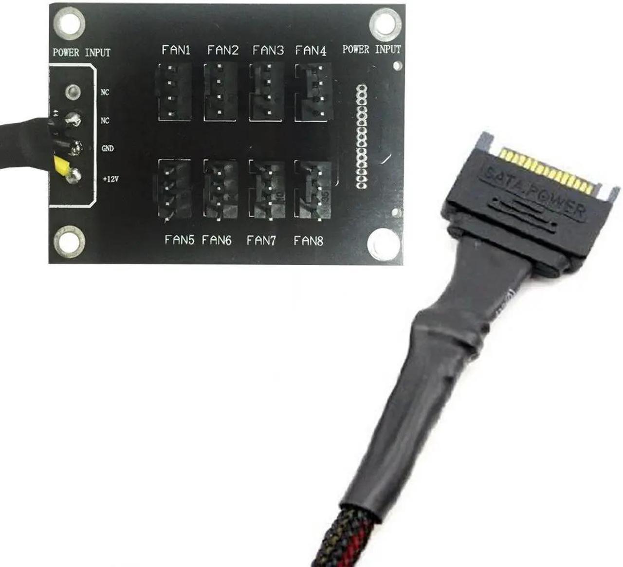 Alt view image 2 of 4 - SATA 1 to 8 4Pin Molex Cooler Cooling Fan Hub Splitter PWM Power Supply Speed Controller SATA Power Cable Adapter For BTC Mining