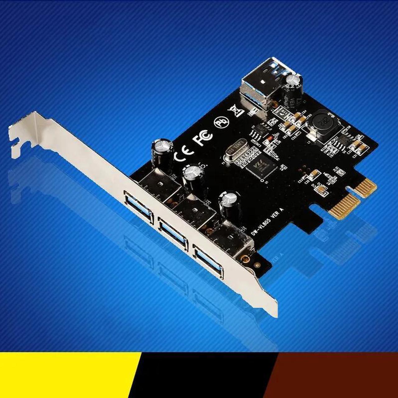 Super Speed 4 Port USB 3.0 PCI E PCIe PCI Express Expansion Card For Desktop