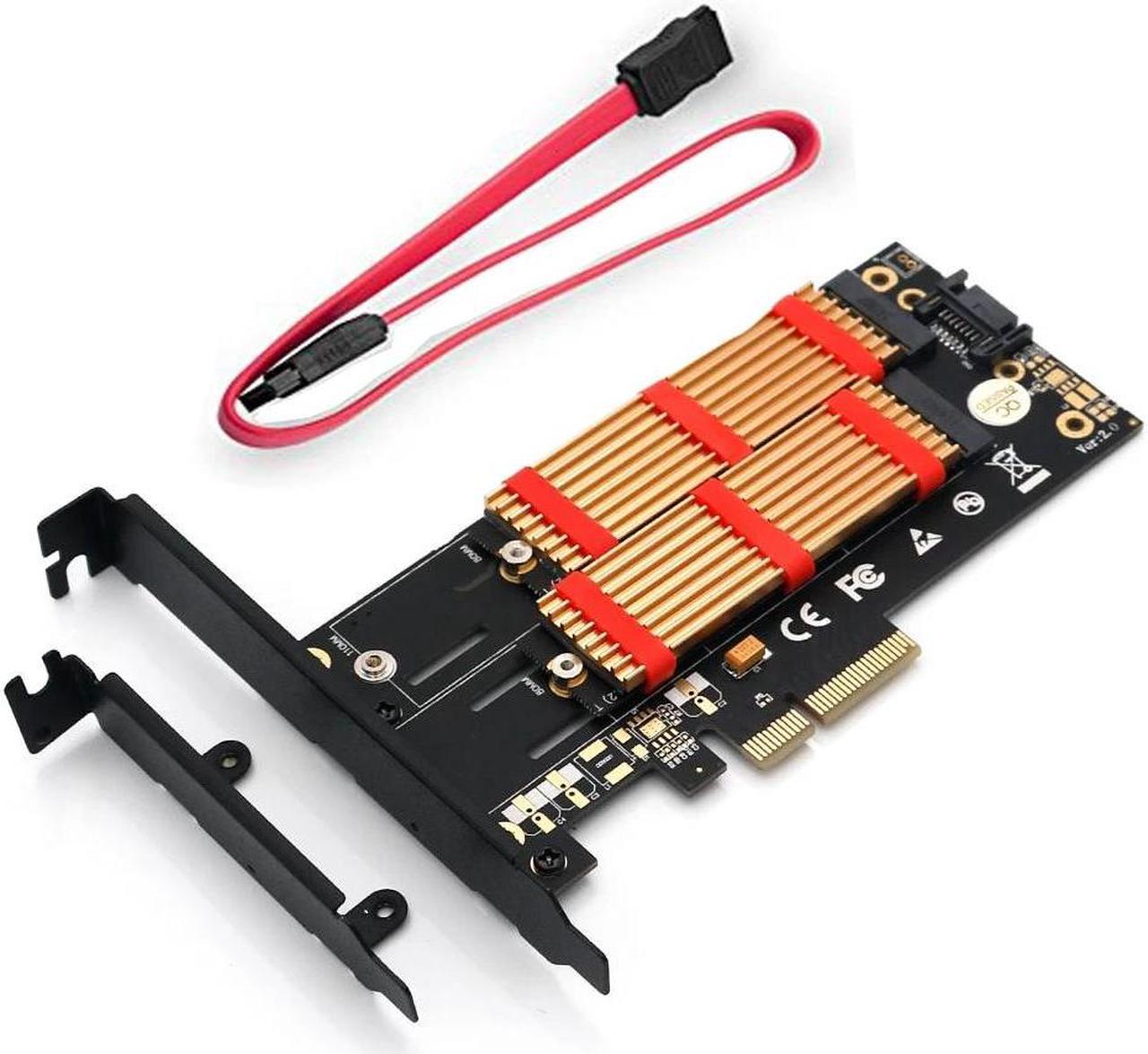 M.2 NVMe SSD PCIE M Key SATA B Key M.2 NGFF PCIE to M2 Adapter PCI Express 3.0 Controller with Low Profile Bracket Heatsink