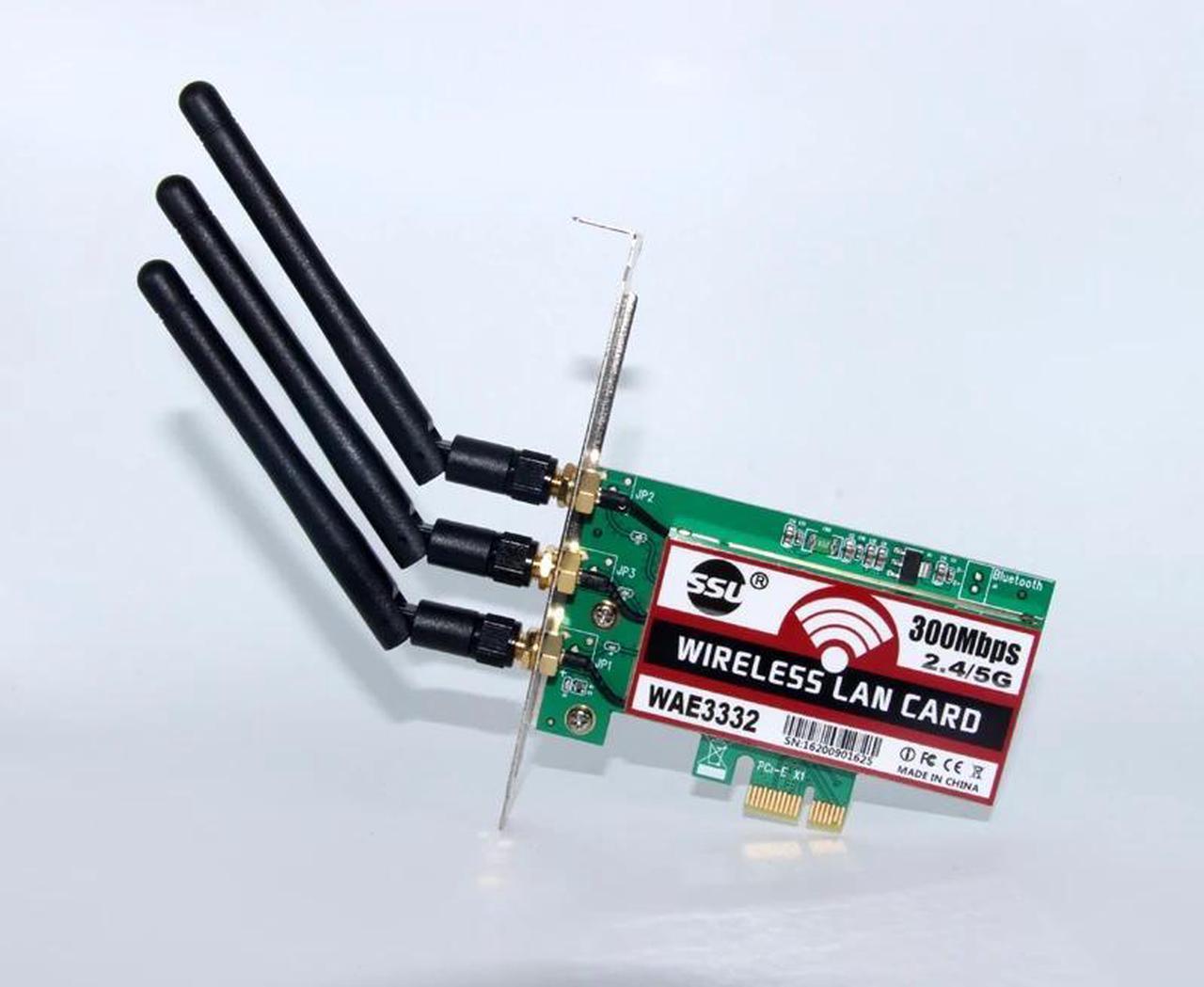 PCI E 300Mbps Wireless WiFi Card Adapter 2.4G/5G Dual Frequency 3 Antenna for PC