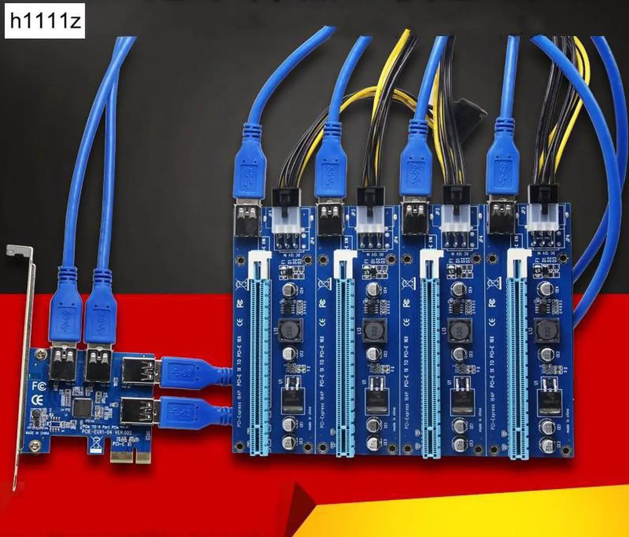 Main image of Mainboard CPU Graphics Card Extention Cables PCI-E 1X to 16X Extender Riser Card SATA 4P Power Cable 4P Adapter Cable