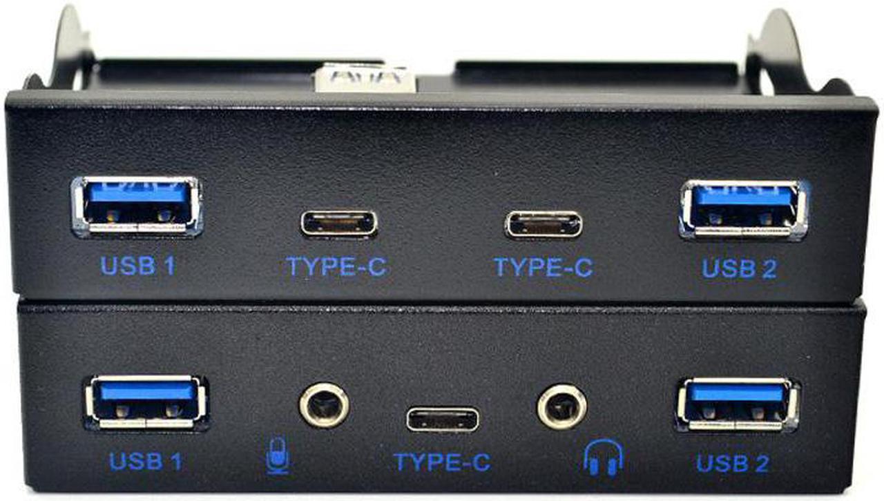 Alt view image 4 of 6 - USB HUB 5 Port USB 3.1 TYPE C USB 3.0 Front Panel HD Audio 3.5mm Earphone Jack Mic Expansion Adapter for Desktop 3.5" Floppy Bay