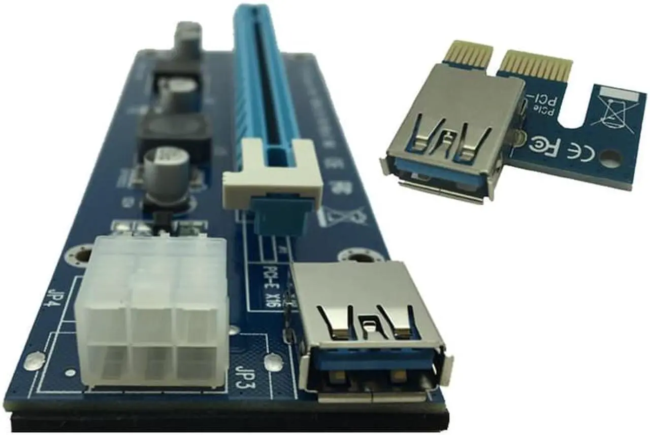 Alt view image 6 of 6 - Mainboard CPU Graphics Card Extention Cables PCI-E 1X to 16X Extender Riser Card SATA 4P Power Cable 4P Adapter Cable