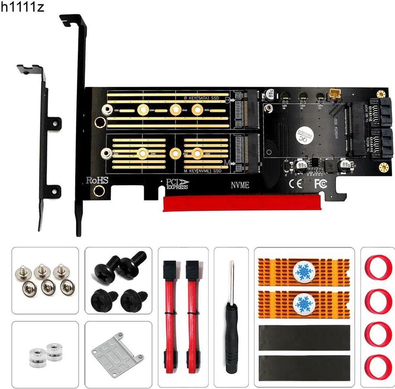 M.2 NVMe PCI Express 3.0 X16 Adapter PCIE to M2 Adapter M Key B Key mSATA 3in1 NVME AHCI M.2 NGFF SSD mSATA Converter Riser Card