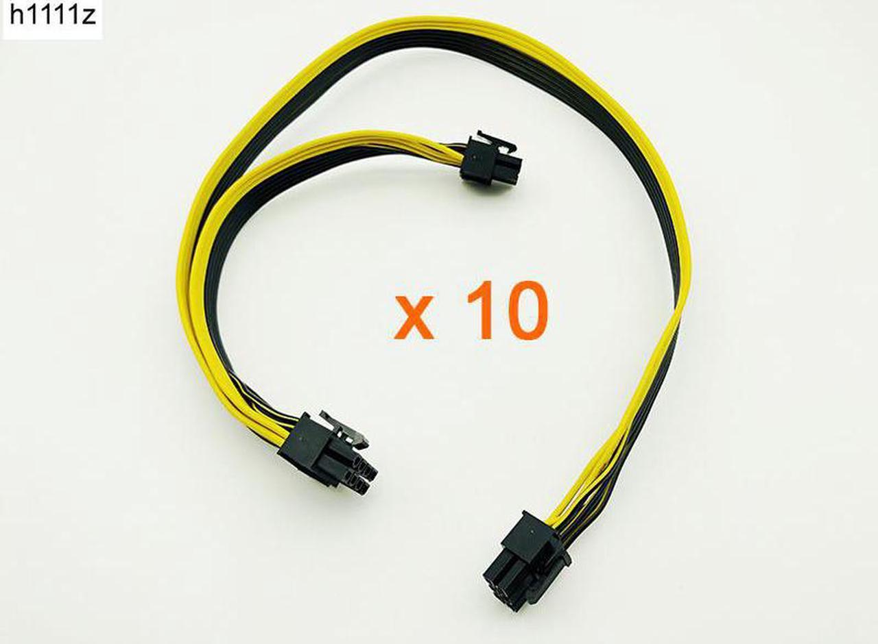 10PCS 18AWG 50+20cm Modular PSU Power Supply Cable 6Pin to 6+2Pin Graphics Card Power Cable 6P to Dual 8p Splitter Ribbon Cables