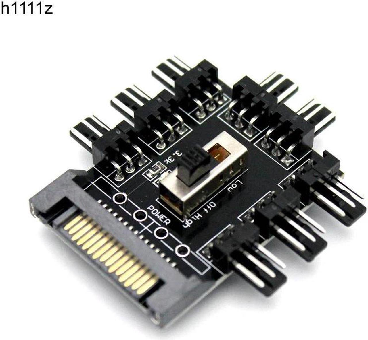 Main image of Multi Way Splitter Cooler Cooling Fan Hub PC Computer SATA 1 to 8 3pin 12V Power Socket PCB Adapter Power Supply for BTC Mining